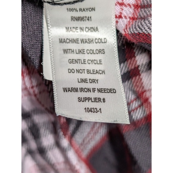 New Womens Top Large Belle Du Jour Plaid Buttondown Ruffle Flannel Look‎ - Picture 7 of 7